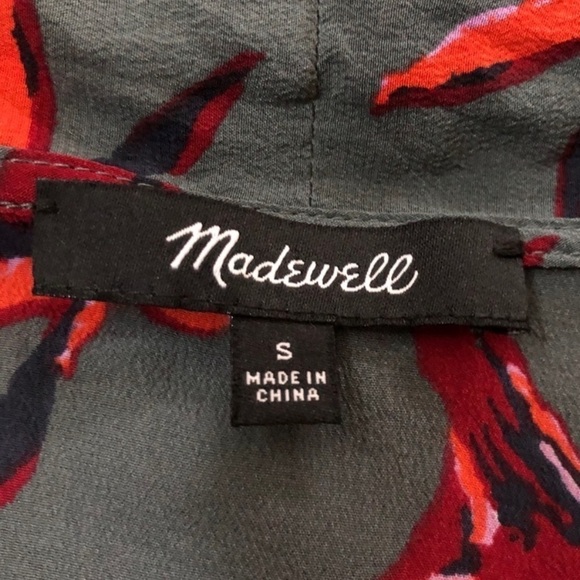 Madewell Silk Tie-Neck Floral 100% Silk Long Sleeve Wrap Top Women’s Size Small - Picture 6 of 10